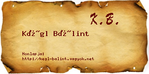 Kégl Bálint névjegykártya